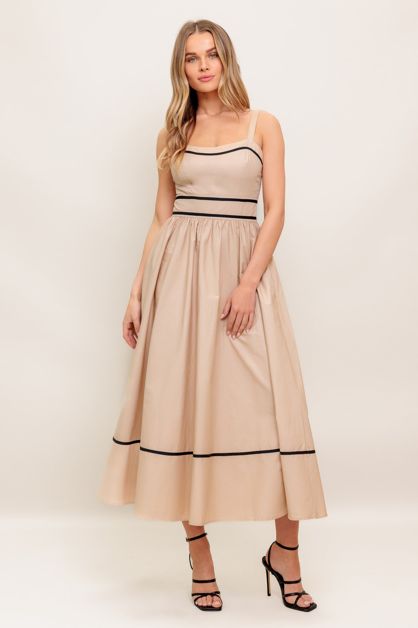 QUIET LUXE STRAP WOVEN MIDI DRESS Flying Tomato